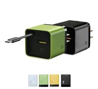 Beproudlevel 3 in 1 Charger Retractable 80w Max Fast, Scalable 80W Fast Chargers Module with USB-C Cable and 2 USB Ports with Wall Plug for Phones, Tablets and Laptops (Black+Green)