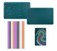 BEPSYOM 1 Set Jouet Sensoriel en Silicone Montessori Double Face avec Sac de Voyage - Planche d'Activités pour Enfants, Relaxation et Autisme (Vert Foncé)