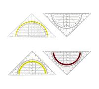BEPSYOM 4 Pièces Équerre École, Transparent, Indestructible, Équerre de Géométrie avec Poignée, Triangle de Dessin, Rapporteur pour Étudiants, Enfants, Bureau, scolaire, geometrique, rapporteur