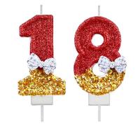 BEPSYOM Bougies d'anniversaire 3D Bougie Chiffre 18, Papillon Decoration Gateau Anniversaire, Gâteau Topper Decoration, pour Les Enfants, Adultes, Anniversaire 18 Ans (Nr. 18) (Gold Rot)