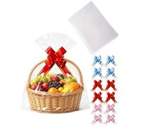 BEPSYOM Sachets Cellophane Transparent 12 Pièces 50x60 cm, Avec 12 Nœuds Élastiques, Pochettes Auto-Sellantes pour Conservation Fleurs Frais et Cadeaux Idéal Pour Boulangerie Et Artisanat