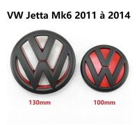 BEQ 2pcs Insigne logo emblème avant 130mm + arrière 100mm noir rouge mat pour VW Volkswagen Jetta Mk6 2011 à 2014