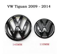 BEQ 2pcs Insigne logo emblème avant 145mm + arrière 110mm noir Brillant pour VW Volkswagen Tiguan 2009 à 2014