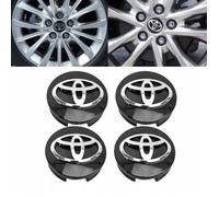 BEQ - 4 x Caches Moyeu Centre Roue 62mm TOYOTA Noir Logo Enjoliveur