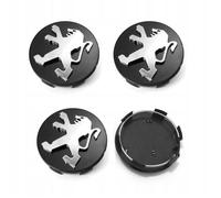 BEQ - 4pcs centre de roue 60mm PEUGEOT noir cache moyeu logo emblème enjoliveur