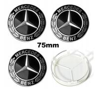 BEQ - 4pcs Centre De Roue 75mm Full Noir Mercedes Benz Logo Cache Moyeu Jante Emblème