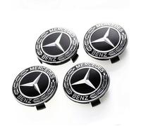BEQ - 4x Logo 75MM Full Noir origine Centre De Roue Jante Cache Moyeu Emblème Pour Mercedes Benz