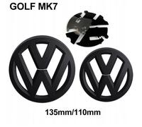 BEQ Lot de 2pcs Insigne logo emblème avant 135mm -arrière 110mm noir mat pour Volkswagen VW GOLF 7 MK7