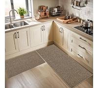 BEQHAUSE Lot de 2 Tapis de Cuisine lavables, antidérapants, absorbants d'eau, adaptés pour la Cuisine, Le réfrigérateur, Le Restaurant et d'autres endroits (Beige, 60 * 89cm+60 * 152cm)
