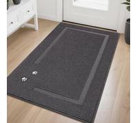 BEQHAUSE Tapis Entree Interieur, 90 * 150cm Tapis d'Entrée Intérieur Antidérapant, Antidérapant, Lavable en Machine, Absorbantes pour Chien, Entrée, Porte et Couloir, Gris Foncé