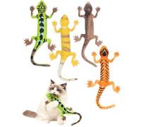Beqilosa Ensemble de 4 Jouets pour Chat avec cataire - lézard | Jouet pour chat d'appartement - jouet résistant à la morsure contre l'ennui et pour le nettoyage des dents.