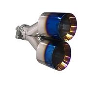 BEQLXTA Tuyau Embout Échappement 1PCS Car Universal Exhaust Double Head Stainless Steel Tailpipe for Retrofit Muffler Nozzle Burnt Blue(Left 60mm-101mm)