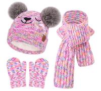 Bequemer Laden Bonnet Polaire Enfant Hiver Gants Écharpe Cache-Cou Ensemble