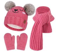 Bequemer Laden Bonnet Polaire Enfant Hiver Gants Écharpe Cache-Cou Ensemble