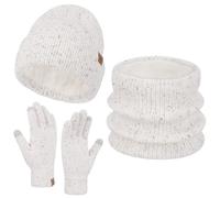Bequemer Laden Ensemble Bonnet Gants Tactiles et Écharpe d'Hiver pour Femme - Beanie Tricoté Chaud Polaire, Chauffeur de Cou et Gants Travail Cadeau Femme