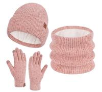 Bequemer Laden Ensemble Bonnet Gants Tactiles et Écharpe d'Hiver pour Femme - Beanie Tricoté Chaud Polaire, Chauffeur de Cou et Gants Travail Cadeau Femme
