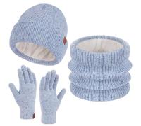 Bequemer Laden Ensemble Bonnet Gants Tactiles et Écharpe d'Hiver pour Femme - Beanie Tricoté Chaud Polaire, Chauffeur de Cou et Gants Travail Cadeau Femme