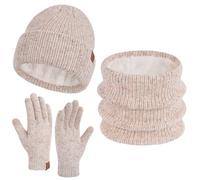 Bequemer Laden Ensemble Bonnet Gants Tactiles et Écharpe d'Hiver pour Femme - Beanie Tricoté Chaud Polaire, Chauffeur de Cou et Gants Travail Cadeau Femme