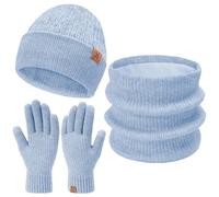 Bequemer Laden Femmes Hiver Bonnet Chaud Écharpe Gants Tactiles Ensemble | Bonnets Chapeau Femmes Tricot Gant Thermique Anti Froid Cache-Cou pour Neige Ski, Course à Pied, Vélo, Conduite Cadeau Noel