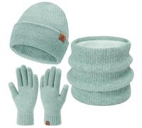 Bequemer Laden Femmes Hiver Bonnet Chaud Écharpe Gants Tactiles Ensemble | Bonnets Chapeau Femmes Tricot Gant Thermique Anti Froid Cache-Cou pour Neige Ski, Course à Pied, Vélo, Conduite Cadeau Noel