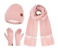 Bequemer Laden Femmes Hiver Bonnet Écharpe Longue Gants Tactiles Ensemble