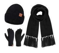 Bequemer Laden Femmes Hiver Bonnet Écharpe Longue Gants Tactiles Ensemble