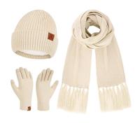 Bequemer Laden Femmes Hiver Bonnet Écharpe Longue Gants Tactiles Ensemble