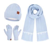 Bequemer Laden Femmes Hiver Bonnet Écharpe Longue Gants Tactiles Ensemble