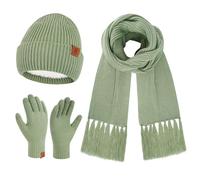 Bequemer Laden Femmes Hiver Chaud Bonnet Écharpe Longue Gants Tactiles Ensemble Tricot Chapeau Cadeaux pour Femmes Temps Froid avec Doublure Polaire