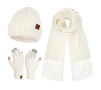Bequemer Laden Femmes Hiver Chaud Bonnet Écharpe Longue Gants Tactiles Ensemble Tricot Chapeau Cadeaux pour Femmes Temps Froid avec Doublure Polaire