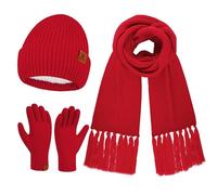 Bequemer Laden Femmes Hiver Chaud Bonnet Écharpe Longue Gants Tactiles Ensemble Tricot Chapeau Cadeaux pour Femmes Temps Froid avec Doublure Polaire