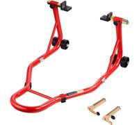 Béquille arrière de moto VEVOR (capacité de charge 385 kg), béquille de moto robuste avec bobine de fourche en U et en L, béquille de moto réglable pour Suzuki Yamaha Honda Kawasaki, rouge