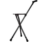 Béquille Chaise Télescopique Pliante avec Chaise Lumineuse LED Tabouret de Canne de Marche en Aluminium Poignée de Thérapie Magnétique Réglable en Hauteur Walker Convient aux Personnes Âgées