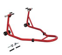 HOMCOM Béquille d'atelier moto avant leve moto support pour moto avec bras oscillant en U et en L, support universel de levage pour atelier en acier rouge