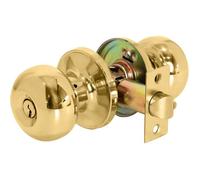 Béquille de porte intérieure avec serrure - ZGEER - Laiton poli - Acier inoxydable - Verrouillage - 3 clés