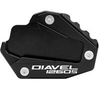 Béquille Latérale Plaque De Béquille Latérale Élargie pour Ducati Diavel 1260 S 2019-2024 Plaque De Support De Béquille Latérale Élargie Extension Agrandir Pad(Noir)