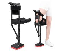 Béquille Mains Libres avec Genouillère de Sécurité et Rembourrage Double Couche Aide à la Marche Réglable en Aluminium pour Récupération Post-Opératoire Sport(Gauche)