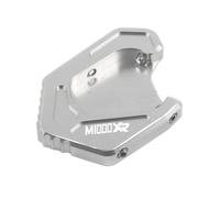Béquille Plaque Plaque De Béquille pour Moto pour BMW M1000XR 2024 2025 Plaque De Support D'extension De Béquille Latérale pour Pied Agrandir La Béquille Support Latérale Coussin(Argent1)
