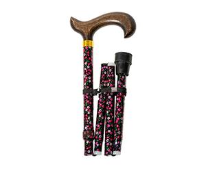 Béquille pliante en aluminium, finition fleur et poignée en bois, hauteur réglable 84-92 cm (602F)