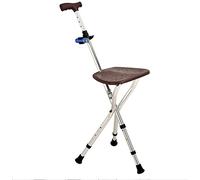 Béquille pliante réglable en hauteur avec siège de canne pliable en alliage d'aluminium avec lumière LED et 3 pieds rétractables pour annonces de voyage en plein air Canne de marche légère pour