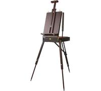 Béquille professionnelle d'artiste en bois avec pieds de trépied, cadre en A réglable, pour peinture à l'huile, utilisation intérieure et extérieure, boîte de peinture portable (marron, 78 x 100 x 145