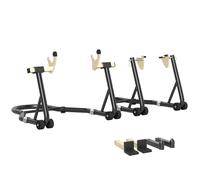 Béquille roue avant arrière - HOMCOM - charge 390 kg - avec bras réglable en acier - fourche en forme de U + L - noir
