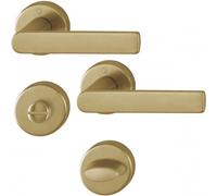 Béquilles doubles en laiton satiné sur rosaces rondes Los Angeles - condamnation HOPPE