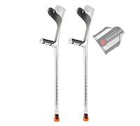 Béquilles ergonomiques pour avant-bras (2 unités), réglable en hauteur, béquille coudée en aluminium pour adultes, béquilles télescopiques avec réflecteur (hauteur applicable : 140-190 cm) (gris)