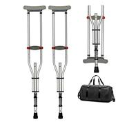 Béquilles Pliantes en Aluminium sous Les Bras, Absorption des Chocs, béquilles Portables à Hauteur réglable par Bouton-Poussoir pour Adultes ou Jeunes de 53" à 77", avec Sac, Charge 440 LB