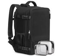 Beraliy Travel Backpack for Men Women, Large Carry On Backpack, Personal Item Bag Airline Approved, 17 inch Laptop Backpack, Business Work Gym Weekender Bag, Black