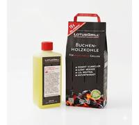 BERARDI LotusGrill Kit de consommables pour LotusGrill, charbon de hêtre 2,5 kg et pâte combustible 500 ml, CO2 neutre, naturel