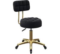 Berasmocxy Tabouret de Barre pivotant réglable - Titanium Gold Metal avec Dossier, Roues - Perfect for Beauty Salon, Counter Makeup - 5 Claws Design (Couleur: Black) powerfully