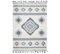 BERBÈRE TRIBAL LOSANGES - Tapis à reliefs losanges crème 160 x 230 cm