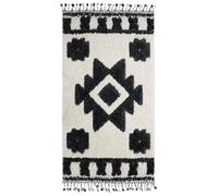 BERBÈRE TRIBAL TRIANGLES Tapis à reliefs triangles 80 x 150 cm Crème et Gris Gris